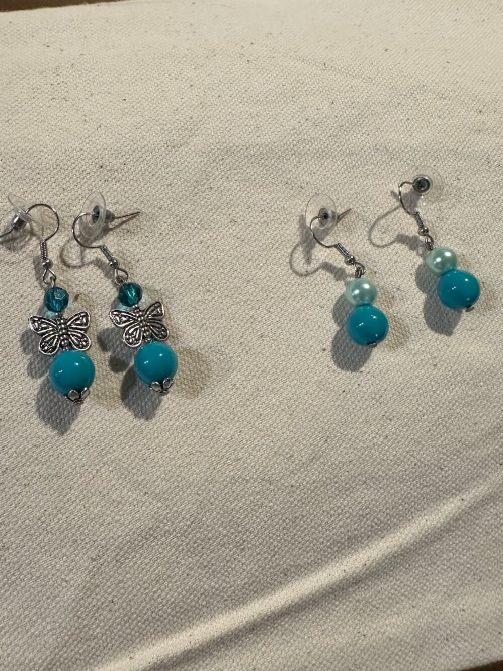 Set of 2 Handmade Dangle Earrings – Turquoise & Blue